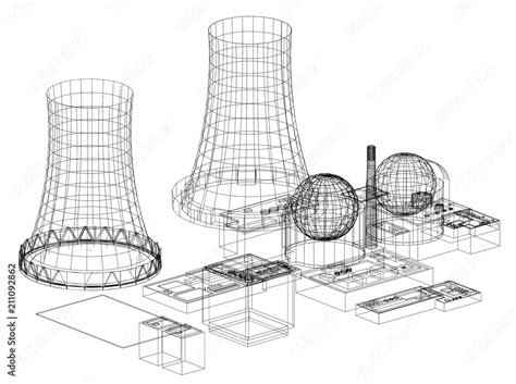 Nuclear Power Plant - Nuclear Reactor Architect Blueprint - isolated ...