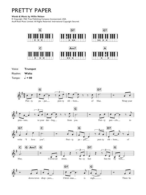 Pretty Paper by Willie Nelson Sheet Music for Piano Chords/Lyrics at Sheet Music Direct