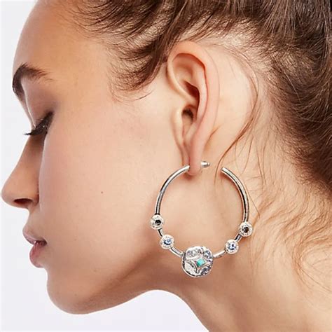 Large hoop earrings for women silver endless hoop earrings for girls ...