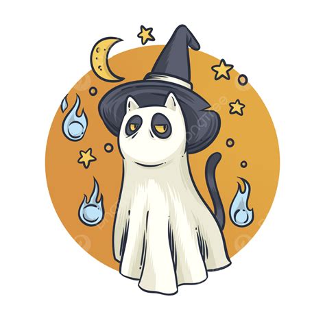 Cartoon Halloween Standing Ghost Cat, Cat Clipart, Halloween Clipart ...