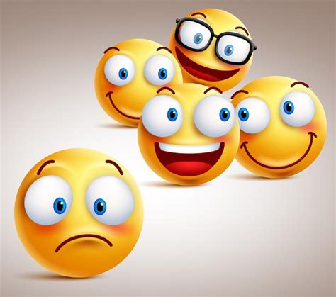 Premium Vector | Lonely emoji face vector character concept with group of funny faces of friends ...