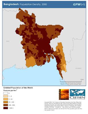 Maps of Bangladesh: Population Density Map of Bangladesh