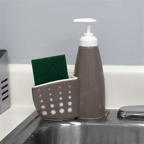 Soap Dispenser with Perforated Sponge Holder, Grey - Walmart.com ...