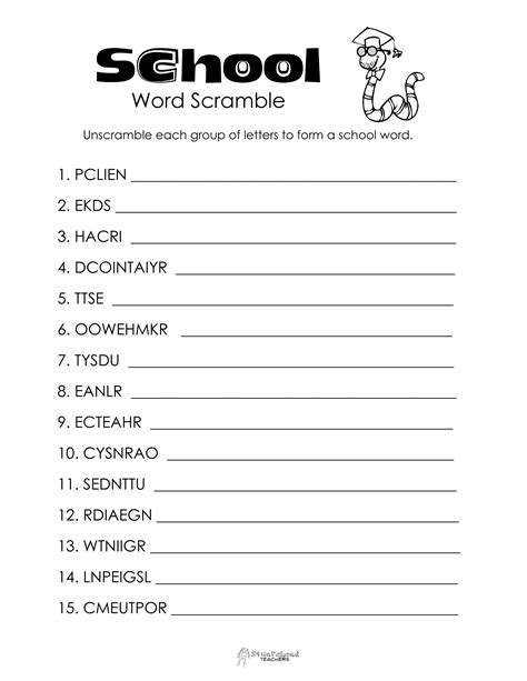 school word scramble | Unscramble words, Jumbled words, Super teacher worksheets