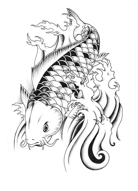 Black-and-white koi fish tattoo design by Unicycle Babyguy - Tattooimages.biz