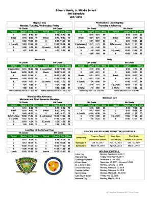 Edward Harris Middle School Bell Schedule - Fill Online, Printable, Fillable, Blank | pdfFiller