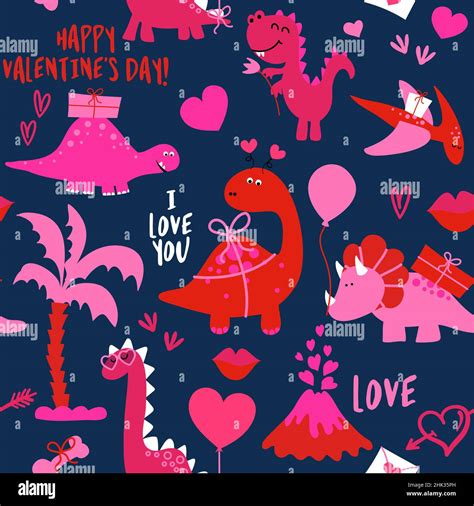 Dino Valentine's Day - Funny cartoon dinosaurs, bones, and eggs. Cute t ...