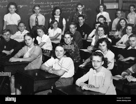 Classroom of junior high / middle school students, ca. 1945 Stock Photo ...