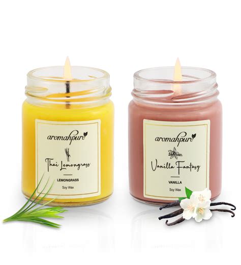 Buy Vanilla & 2 Aroma Yellow & Brown Soy Wax (Set of 2) Scented Candles ...