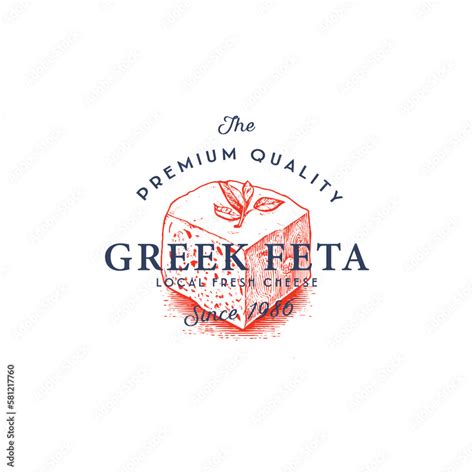 Premium Local Feta cheese Food Label Template. Abstract Vector Packaging Design Layout. Modern ...