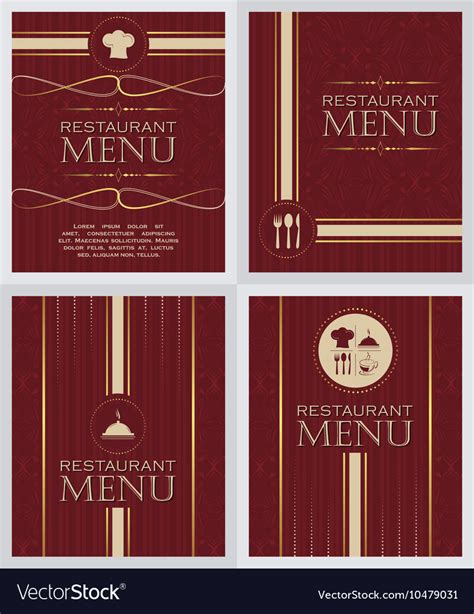 Set of restaurant menu design cover template Vector Image