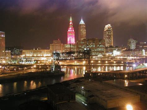 Cleveland Skyline, Christmas Season, at Night - Photos on Cazort.net