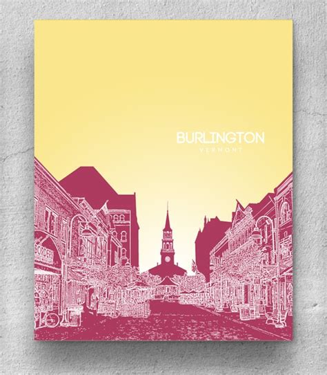 Burlington Vermont Skyline Poster / Home Office or Nursery - Etsy