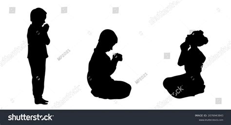 Children Praying Silhouette Set Vector Illustration Stock Vector (Royalty Free) 2076943843