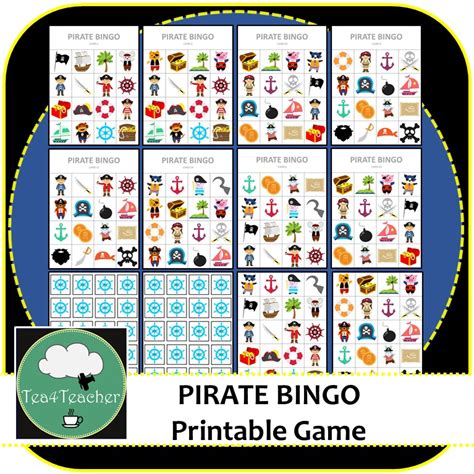 Pirate Bingo - Cute Pirate Themed Bingo Game for Preschool & K-2 kids | Teaching Resources