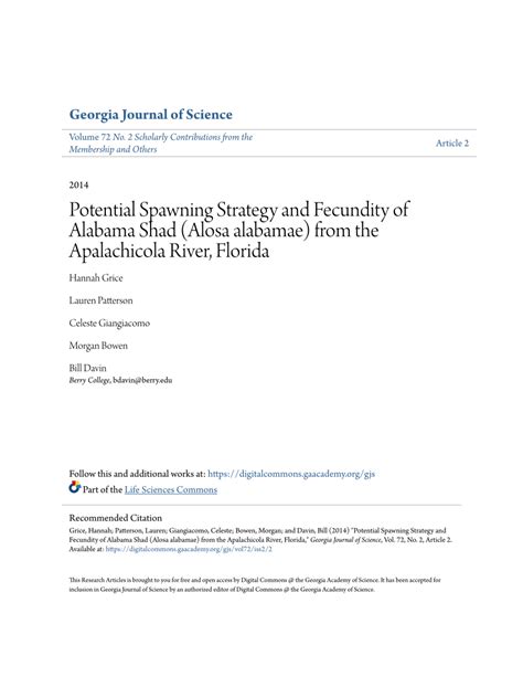 (PDF) Potential Spawning Strategy and Fecundity of Alabama Shad (Alosa alabamae) from the ...