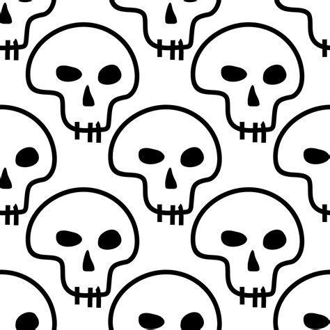 skull seamless pattern. halloween wallpaper black and white. vector ...