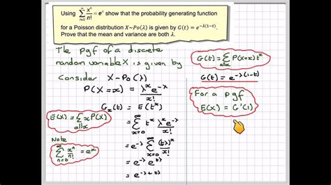 The pgf of a Poisson distribution and its mean and variance - YouTube