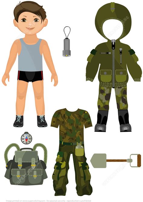 Boy Paper Doll with Clothing and Accessories for Camping Trip | Free ...