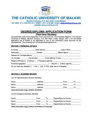 Catholic University Of Malawi 2022 Intake - Fill Online, Printable ...