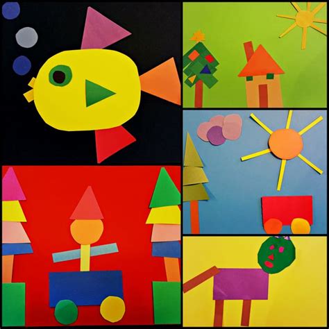 Shape Art | Math art projects, Shape collage, Kindergarten art