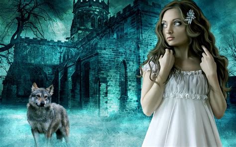 Girl wolf castle night profile-Fantasy Design, HD wallpaper | Peakpx