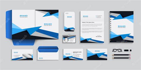 Premium Vector | Corporate business stationery items set template