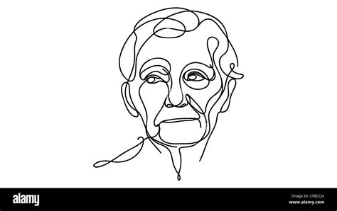 Continuous line old man portrait. One line vector of a person's face. Line art of an adult man's ...