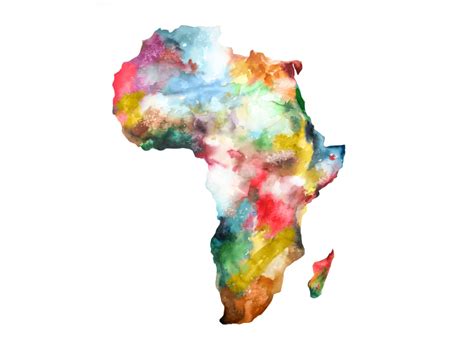 Africa Map Painting Print Colorful Watercolor by AudreyDeFord