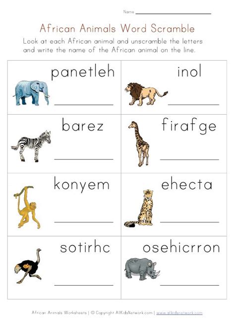 Animals Worksheets - African Animals | Animal worksheets, Africa ...