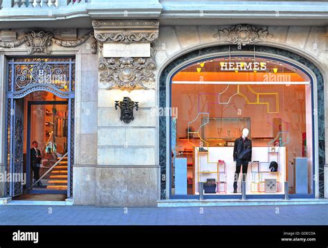 BARCELONA, SPAIN - FEBRUARY 5: Hermes flagship store in Paseo de Gracia ...