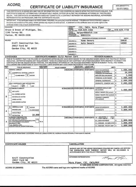 Workers Compensation Insurance Certificate Template The inside Certificate Of I… in 2020 ...