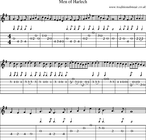 Guitar Tab and sheet music for Men Of Harlech