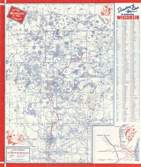 Northern Wisconsin Lake Region, the Milwaukee Road | Map or Atlas ...