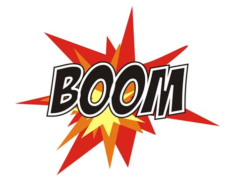 the boom logo is shown in red, yellow and black with an orange star above it