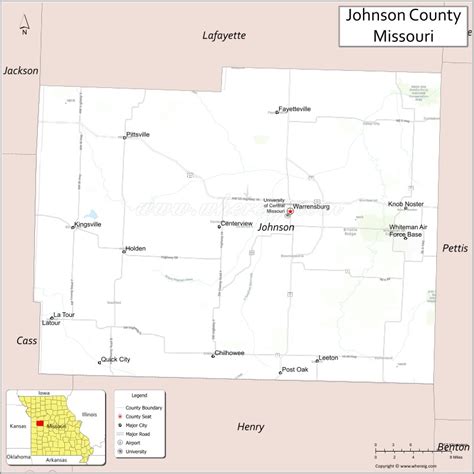 Map of Johnson County, Missouri - Cities, Highways & Important Places