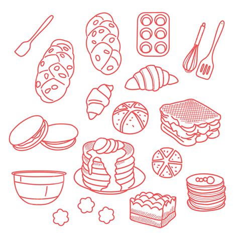 Set Of Cute Bread And Bakery Doodle, Bread Drawing, Bread, Bakery PNG Transparent Clipart Image ...