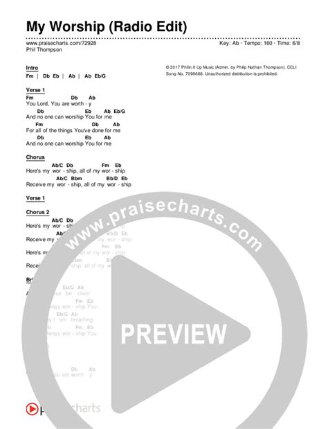 My Worship (Radio) Chords PDF (Phil Thompson) - PraiseCharts