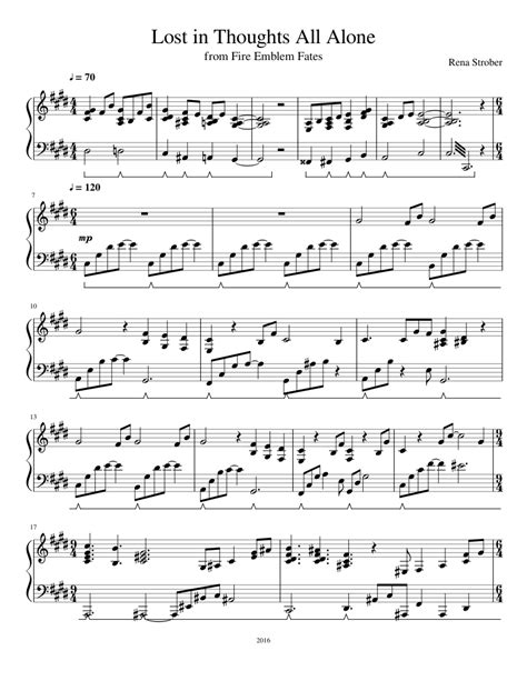 Lost in Thoughts All Alone sheet music for Piano download free in PDF or MIDI