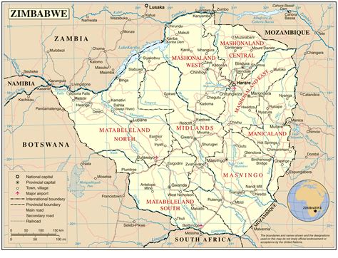 Zimbabwe Detailed Map