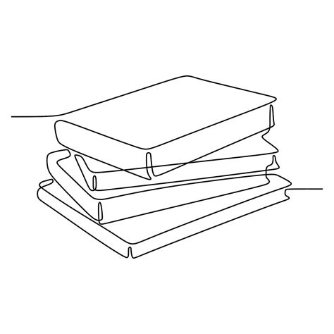 One Line Drawing Vector Art PNG, One Line Drawing Of Stack Of Books ...