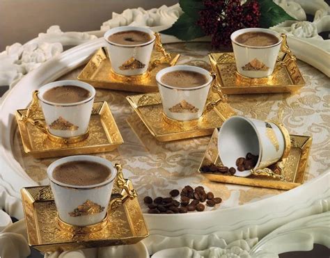 Gold Color Arabic Coffee Cups Six Pieces - Buy Turkish Coffee Set ...