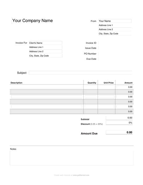 Printable Work Invoice Web A Service/labor Invoice Is A Document Utilized By Any Type Of Service ...