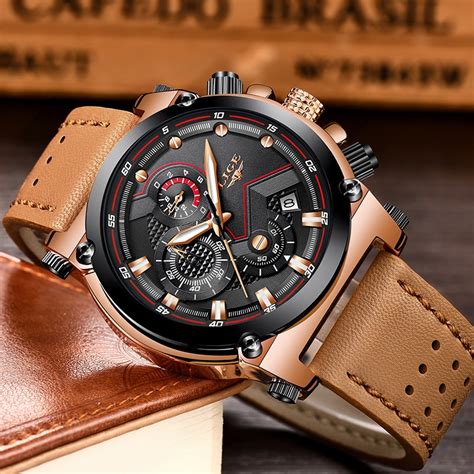 LG54K LIGE 9856 Genuine Leather Band Chronograph Watch for Men - RetailBD