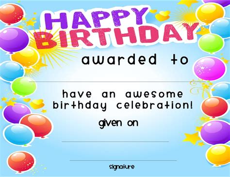 Birthday Certificate Template