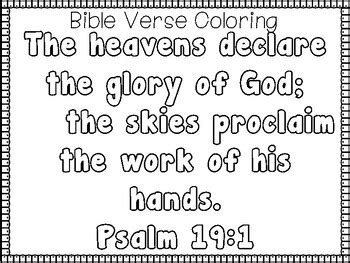 Psalms for Kids-Psalm 19:1 Bible Verse Tracing and Coloring Worksheets.