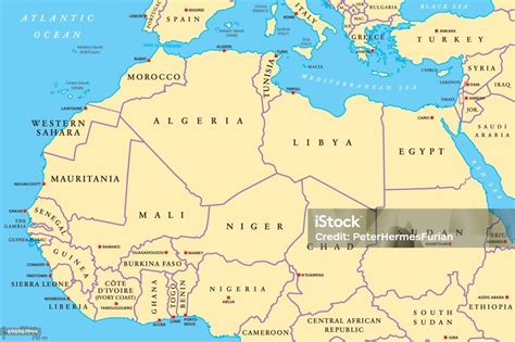 North Africa Countries Political Map Stock Illustration - Download ...