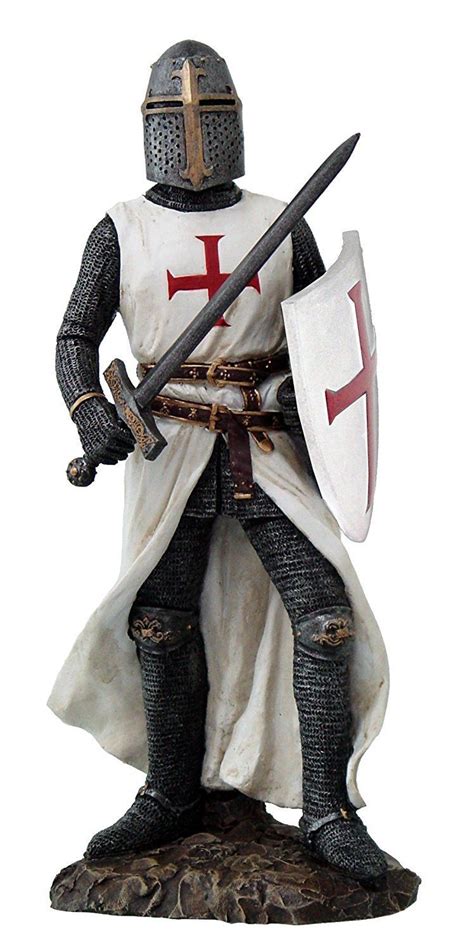 Crusader Knight in Full Shield and Sword Armor Collectible Figurine 11.5 Inch Tall Crusader ...