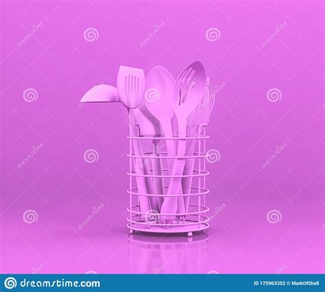 Utensil Holder, Small Kitchen Appliances in Flat Pink Color, Single ...