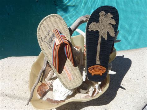 The signed Flip Flops that Jimmy Buffett gave me at his Sydney concert ...